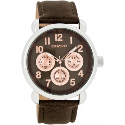 OOZOO Timepieces 42mm Brown Grey Leather Strap C7618